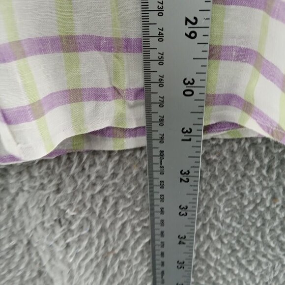 Lincs Shirt Mens Large White‎ Green Purple 100% Linen Button Down David Chu - Picture 4 of 7